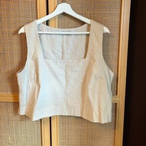 Abercrombie Women’s L Linen Blend Square Neck Boxy Cropped Top